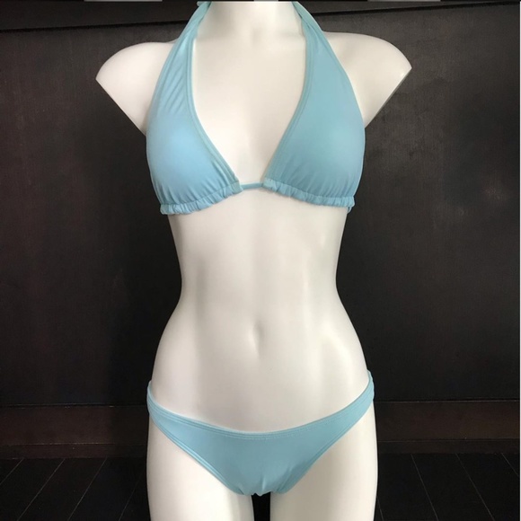 Billabong surf blue reversible halter top low rise bikini set - Picture 2 of 10